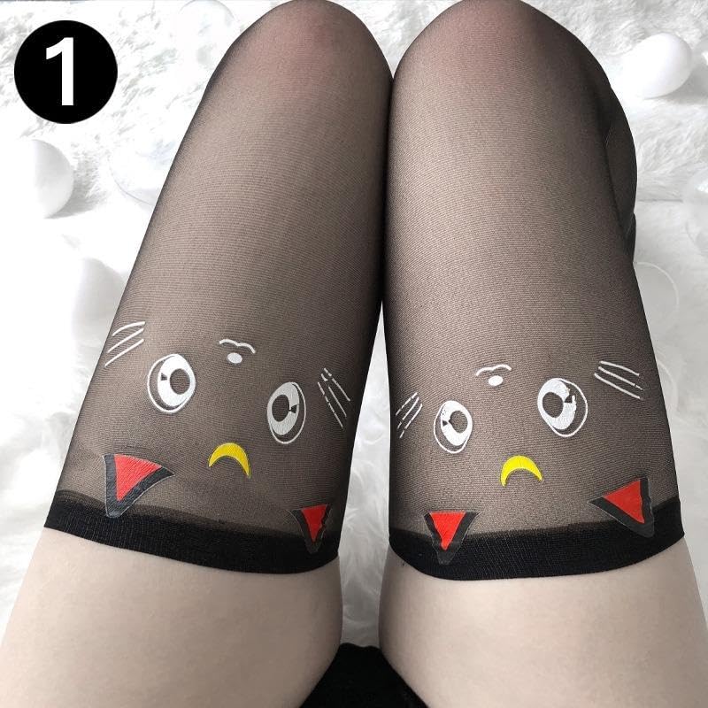 Amazon.co.jp: 黒猫 ニーハイ ストッキング 猫 ネコ タイツ